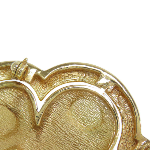 クリスチャンディオール　ダブルハート　ブローチ ゴールド　ラインストーン クリスチャンディオール ダブルハート ブローチ ゴールド ライン