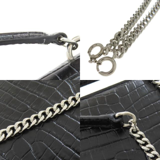 YVES SAINT LAURENT イヴ・サンローラン チェーンウォレット 型押し 長  