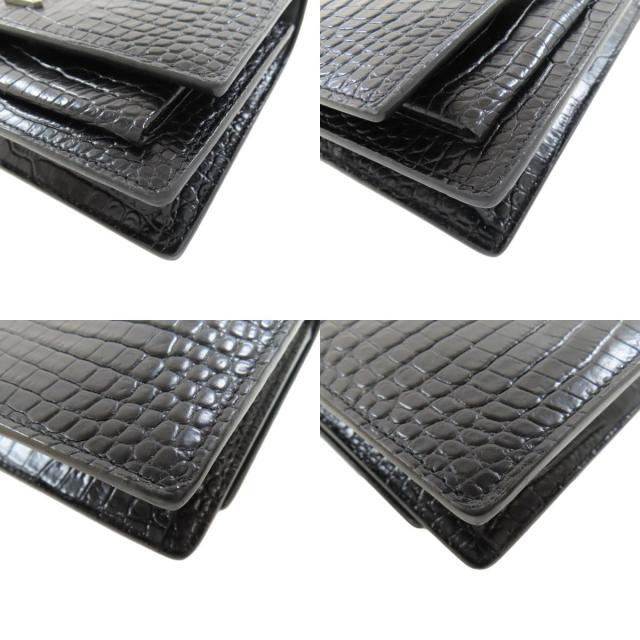 YVES SAINT LAURENT イヴ・サンローラン チェーンウォレット 型押し 長  