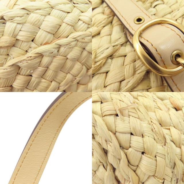 COACH コーチ CJ633 ロゴ ハンドバッグ ラフィア/レザー レディース