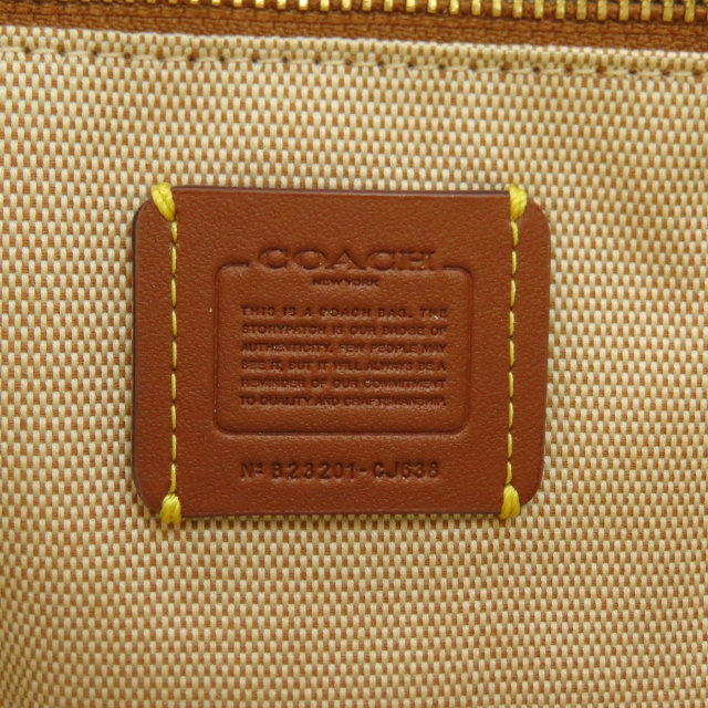 COACH コーチ CJ633 ロゴ ハンドバッグ ラフィア/レザー レディース
