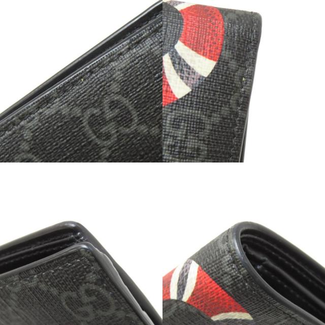 グッチ GUCCI 451266  GGスプリーム スネークプリント  二つ折り財布（小銭入れあり） PVC 中古 GUCCI グッチ 451266 GGスプリーム スネークプリント 二つ折り財布