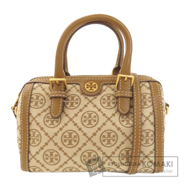 トリーバーチ Tory Burch  プチバレル Tモノグラム 2WAY  ハンドバッグ キャンバス レディース  中古 Tory Burch トリーバーチ プチバレル Tモノグラム 2WAY ハンドバッグ