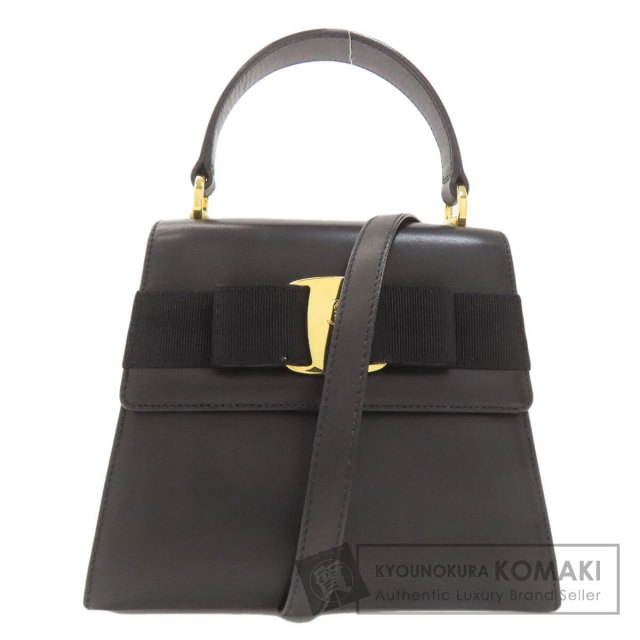 サルヴァトーレ フェラガモ ガンチーニ ショルダーバッグ レザー ゴールド金具 フェラガモ ハンドバッグ ガンチーニ ゴールド金具 黒 レザー