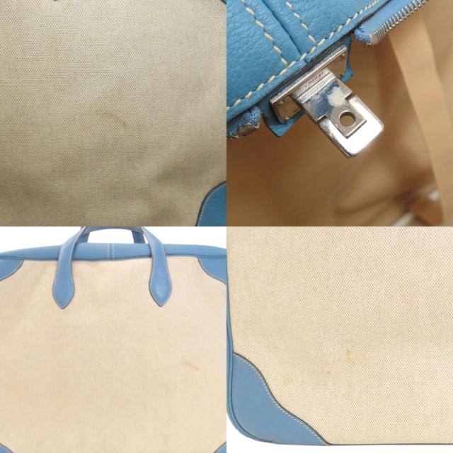 エルメス ハンドバッグ ビクトリア50 ブルージーン シルバー金具