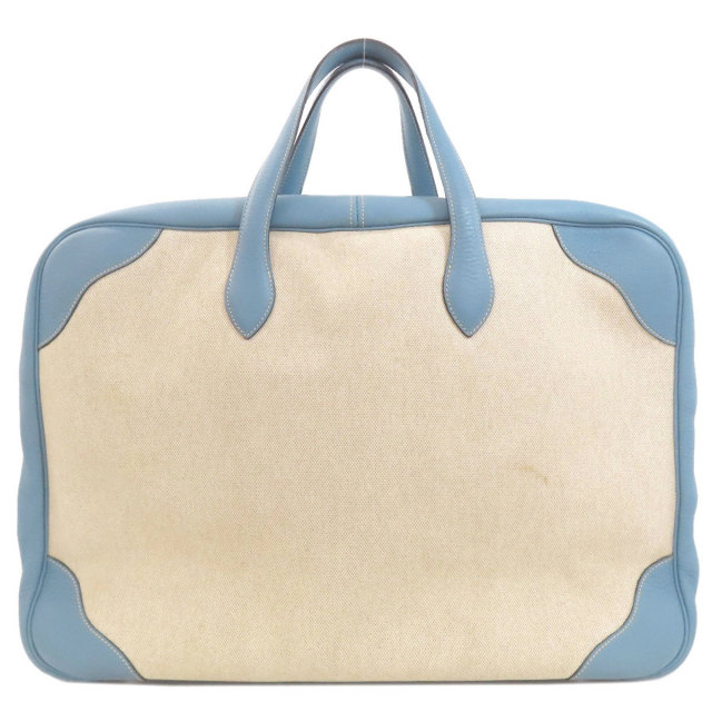 エルメス ハンドバッグ ビクトリア50 ブルージーン シルバー金具