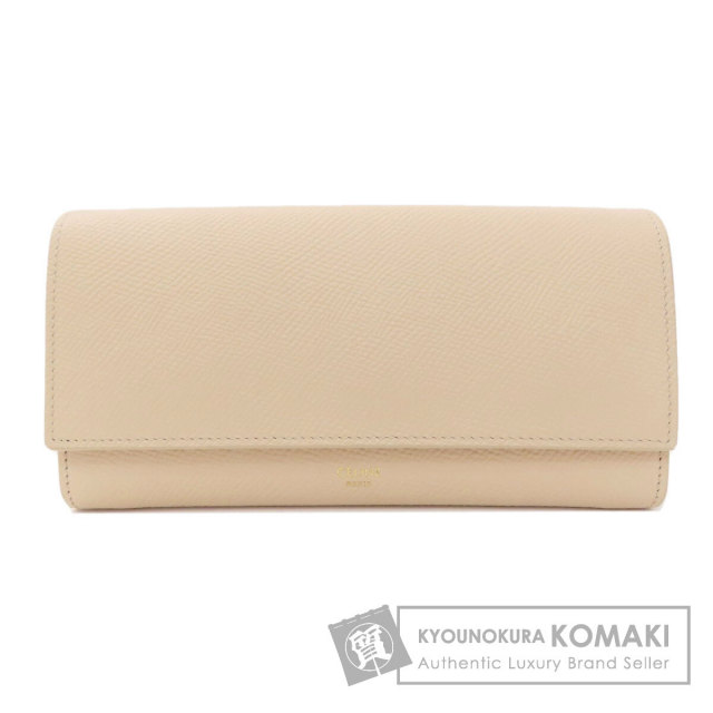 新品　CELINE ベージュ 長財布 CELINE セリーヌ ロゴ 長財布（小銭入れあり） レザー レディース