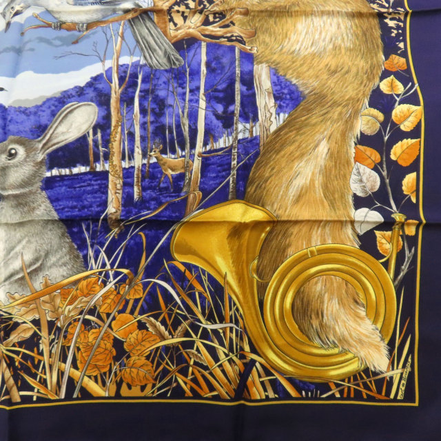 HERMES エルメス カレ90 森の狩猟 スカーフ シルク レディース [中古