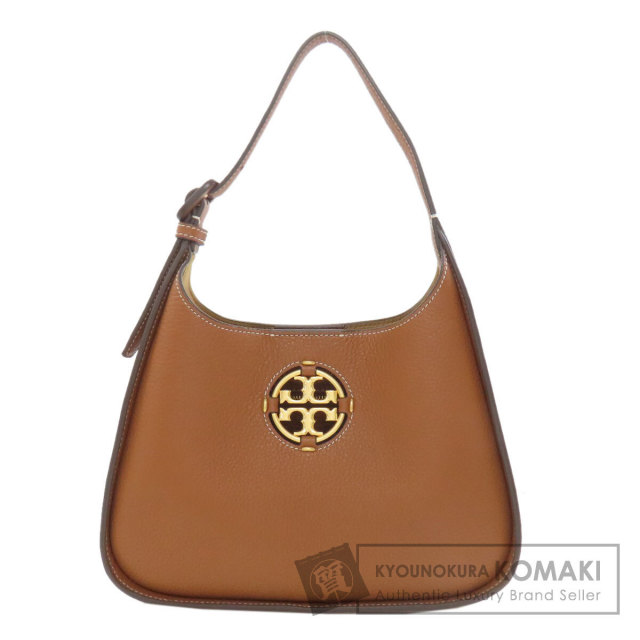 トリーバーチ ハンドバッグ 2way レザー 革 シボ革 ミラー付き 茶 Tory Burch トリーバーチ ミラー ホーボー ハンドバッグ レザー