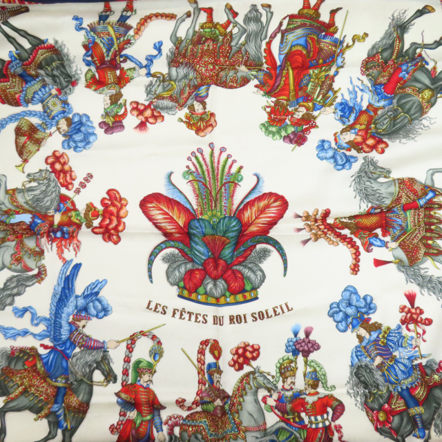 HERMES エルメス カレ90 太陽王の祝典 スカーフ シルク レディース