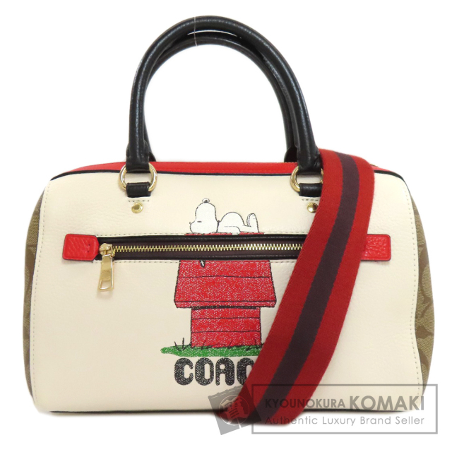 COACH コーチ 6164 スヌーピーコラボ 2WAY ハンドバッグ レザー