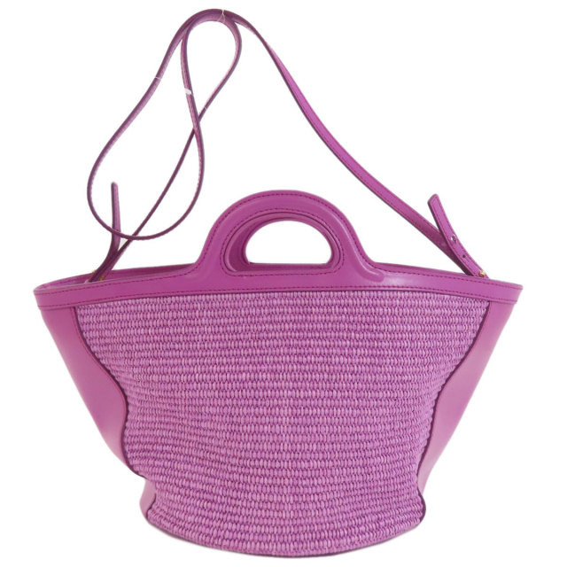 美品✨MARNI マルニ レザー ハンドバッグ トロピカリア ピンク✨保存袋付き マルニの新作「トロピカリア・バッグ」光沢レザーの大容量ショッピング