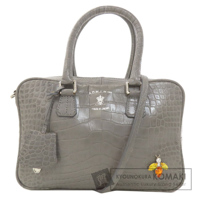 エーディーエムジェイ ハンドバッグ 型押 2WAY