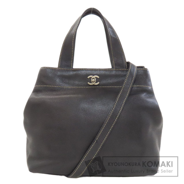 CHANEL シャネル ココマーク ハンドバッグ レザー ニット グレー 【中古】 レディース CHANEL シャネル ココマーク シルバー金具 2WAY ハンドバッグ