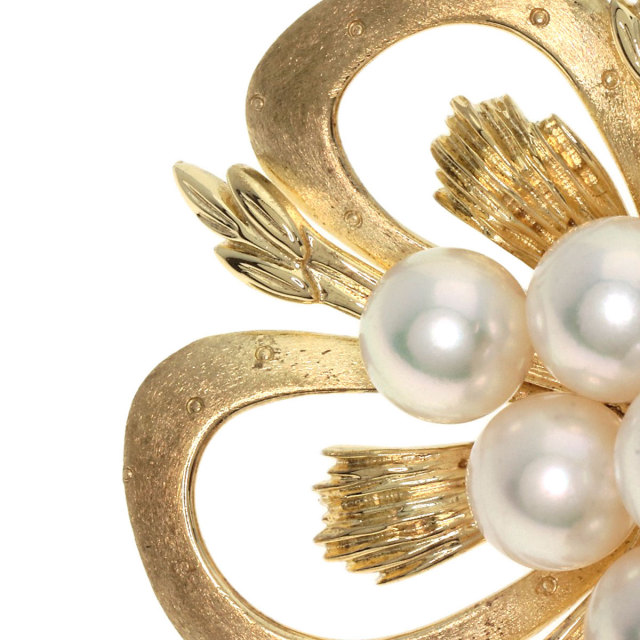 MIKIMOTO ミキモト パール 真珠 ブローチ K14イエローゴールド