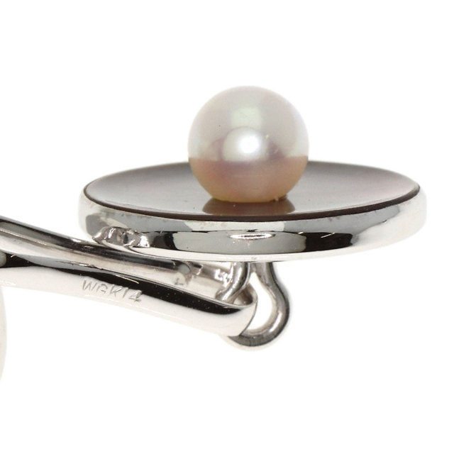 MIKIMOTO ミキモト パール 真珠 シェル カフス K14ホワイトゴールド
