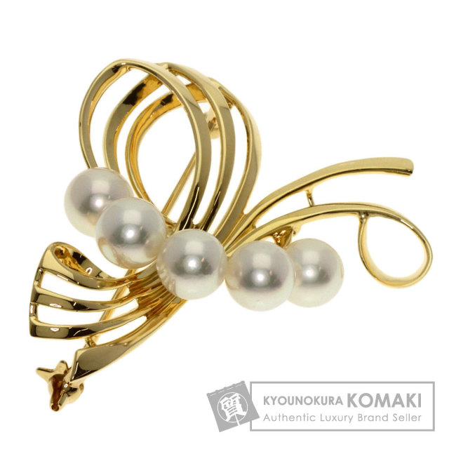 MIKIMOTO ミキモト パール 真珠 ブローチ K18イエローゴールド 