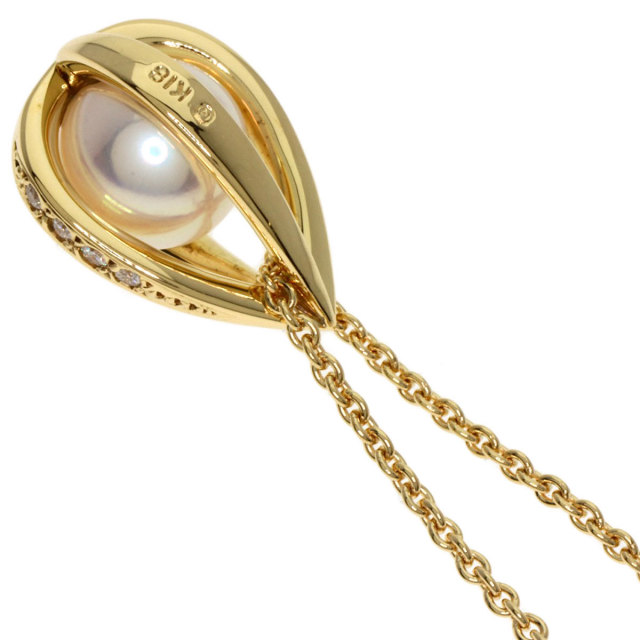 MIKIMOTO ミキモト パール 真珠 ダイヤモンド ネックレス K18イエロー