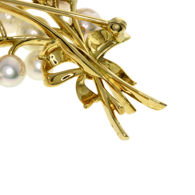 MIKIMOTO ミキモト リボン アコヤパール 真珠 ブローチ K18イエロー