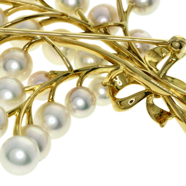 MIKIMOTO ミキモト リボン アコヤパール 真珠 ブローチ K18イエロー