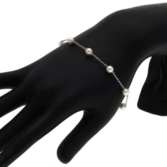 ミキモト　ブレスレット　パール　k18 silver ミキモト パール ブレスレット K18(WG) 約5.5mm ABランクの