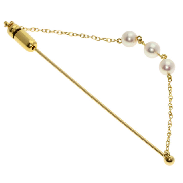MIKIMOTO ミキモト パール 真珠 ピンブローチ ブローチ K18イエロー