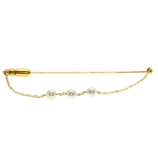【MIKIMOTO】ミキモト パール 真珠 K18 0.01 刻印 ピンブローチ MIKIMOTO（ミキモト） ピンブローチ パールブローチ ローズモチーフ