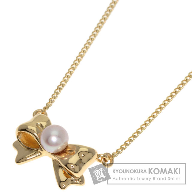 【美品!】タサキ 2way 揺れるパール ブローチ&ネックレス TASAKI タサキ パール 真珠 リボン ネックレス K18イエロー