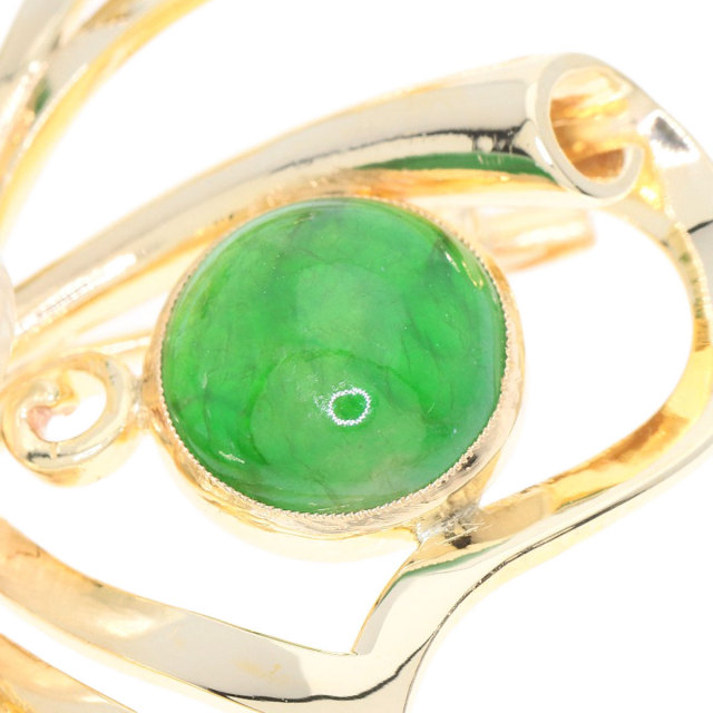 MIKIMOTO ミキモト パール 真珠 ヒスイ 翡翠 ブローチ K14イエロー MIKIMOTO ミキモト パール 真珠 ヒスイ 翡翠 ブローチ K14イエロー