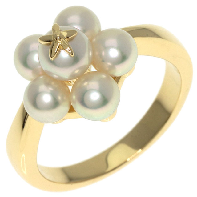 中古K18真珠指輪 K18◯白蝶真珠15.70㎜✨ダイヤ0.02ct✨大きな真珠リング✨素敵で