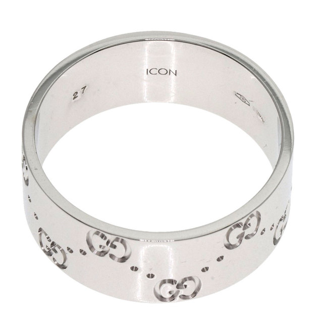 【美品】GUCCI リング　アイコン　ゴースト　ワイド　 18号　247 GUCCI グッチ アイコン ワイド #19 リング・指輪 K18ピンク