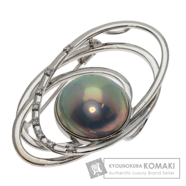 マベパール　リーフ型ブローチ　天然石　SV  タサキ TASAKI タサキ ブローチ レディース K18 リーフデザイン パール