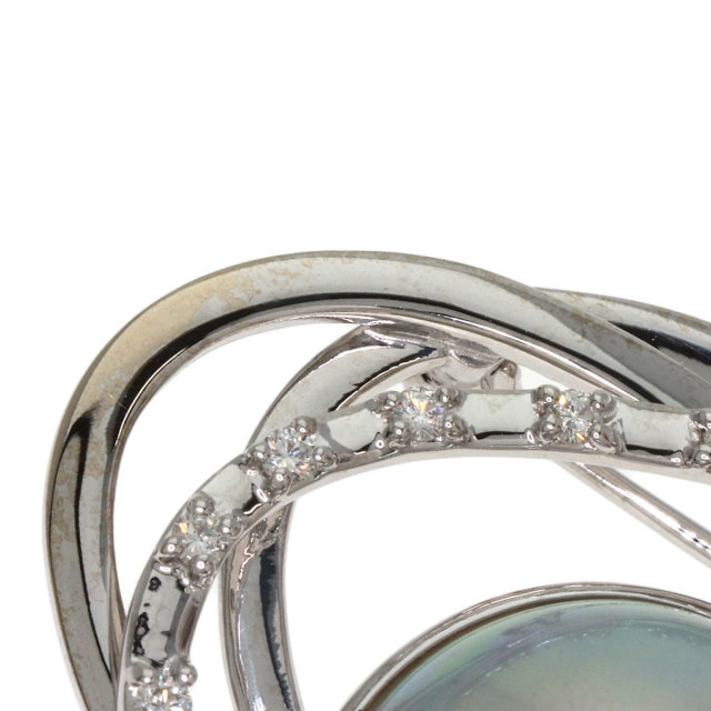 433【タサキ】シルバー マベパール 2way ブローチ トップ TASAKI タサキ マベパール 真珠 8P ダイヤモンド ブローチ K18