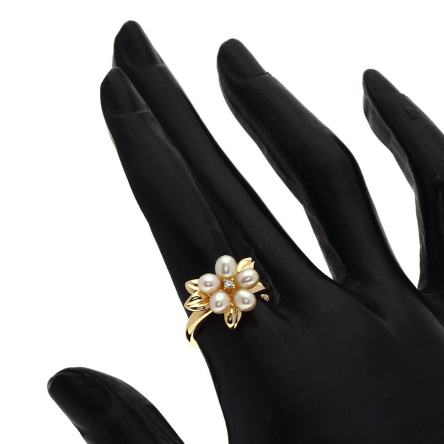 タサキ リング・指輪 フラワー パール 真珠 1P ダイヤモンド