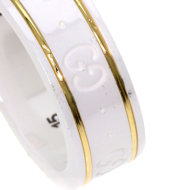 GUCCI グッチ Au750 アイコンリング 白セラ GGパターン GUCCI グッチ Au750 アイコンリング 白セラ GGパターン GUCCI