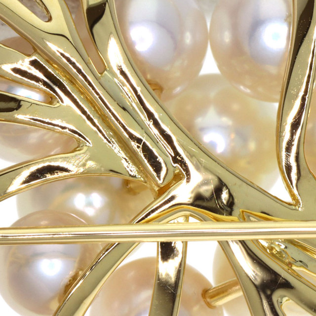 MIKIMOTO ミキモト パール 真珠 リボン ブローチ K18イエローゴールド