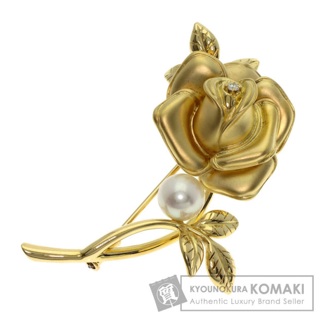 パール　K18わっかモチーフ　K18 MIKIMOTO ミキモト バラモチーフ パール 真珠 ダイヤモンド ブローチ