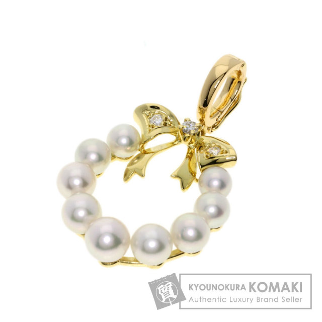 ミキモト K18ゴールド リボン パール ネックレス MIKIMOTO ミキモト リボン 一粒 パール ネックレス K18 18金 イエロー