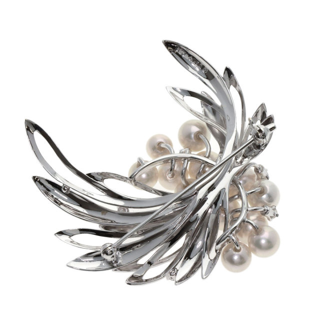 TASAKI タサキ パール 真珠 ダイヤモンド ブローチ K14ホワイト