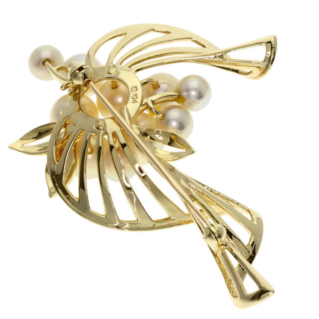 MIKIMOTO ミキモト パール 真珠 ブローチ K14イエローゴールド