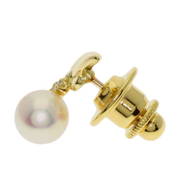 MIKIMOTO ミキモト パール 真珠 2P ダイヤモンド ブローチ K18