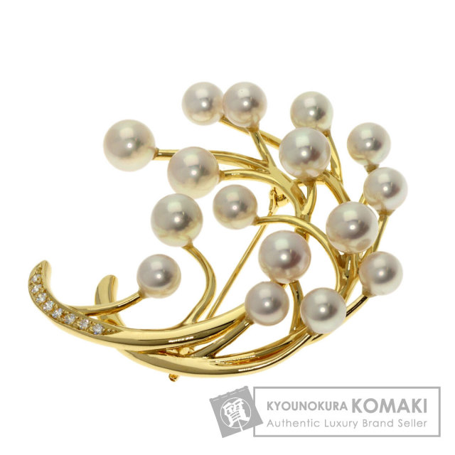 MIKIMOTO ミキモト パール 真珠 ピンブローチ ブローチ K18イエロー