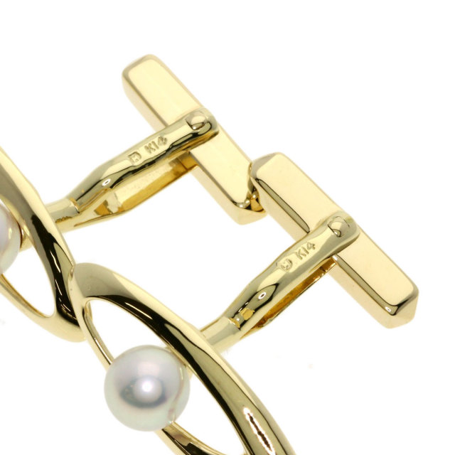 MIKIMOTO ミキモト パール 真珠 カフス K14イエローゴールド メンズ