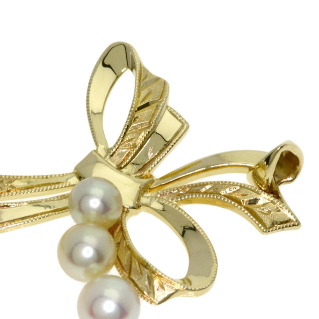 MIKIMOTO ミキモト パール 真珠 リボン ペンダントトップ K14イエロー