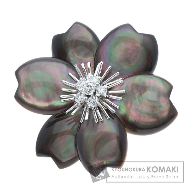 ヴァンクリーフ＆アーペル ブローチ ローズ ド ノエル クリップ ミディアムモデル グレー マザーオブパール ダイヤモンド