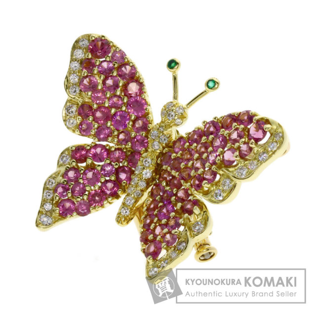 ティファニー ブローチ バタフライ ピンクトルマリン ダイヤモンド エメラルド