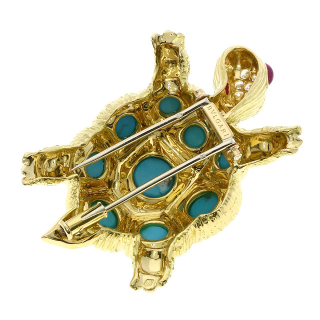 BVLGARI ブルガリ タートル カメモチーフ ターコイズ ルビー