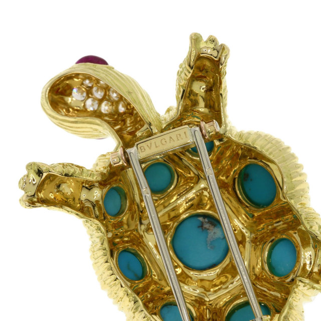 BVLGARI ブルガリ タートル カメモチーフ ターコイズ ルビー