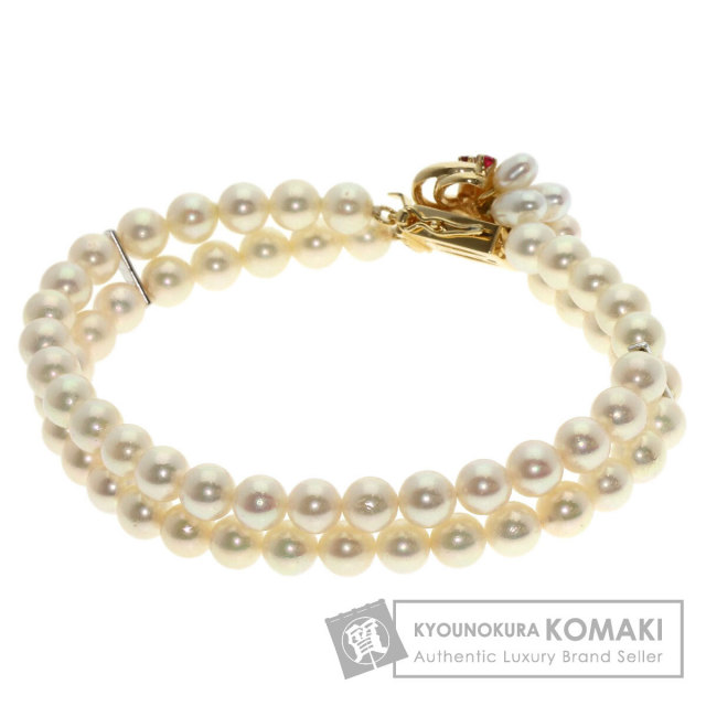 タサキ ブレスレット パール 真珠 ルビー 2連