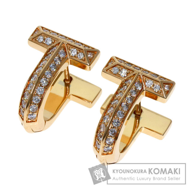 ティファニー ピアス Tワン ハーフ パヴェ ダイヤモンド ハギー